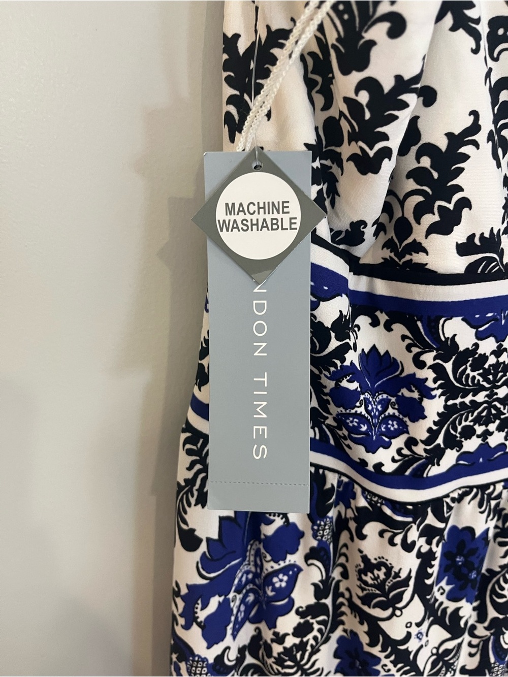 London Times White and Blue Printed Sleeveless Maxi Dress - Picture 5 of 8